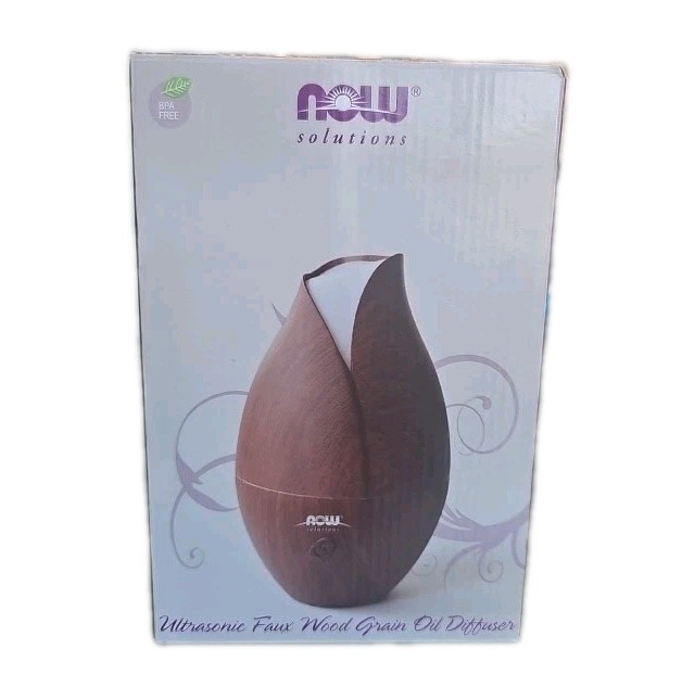 NOW Ultrasonic Faux Wood Grain Essential Oil Diffuser EASY TO CLEAN, Quiet