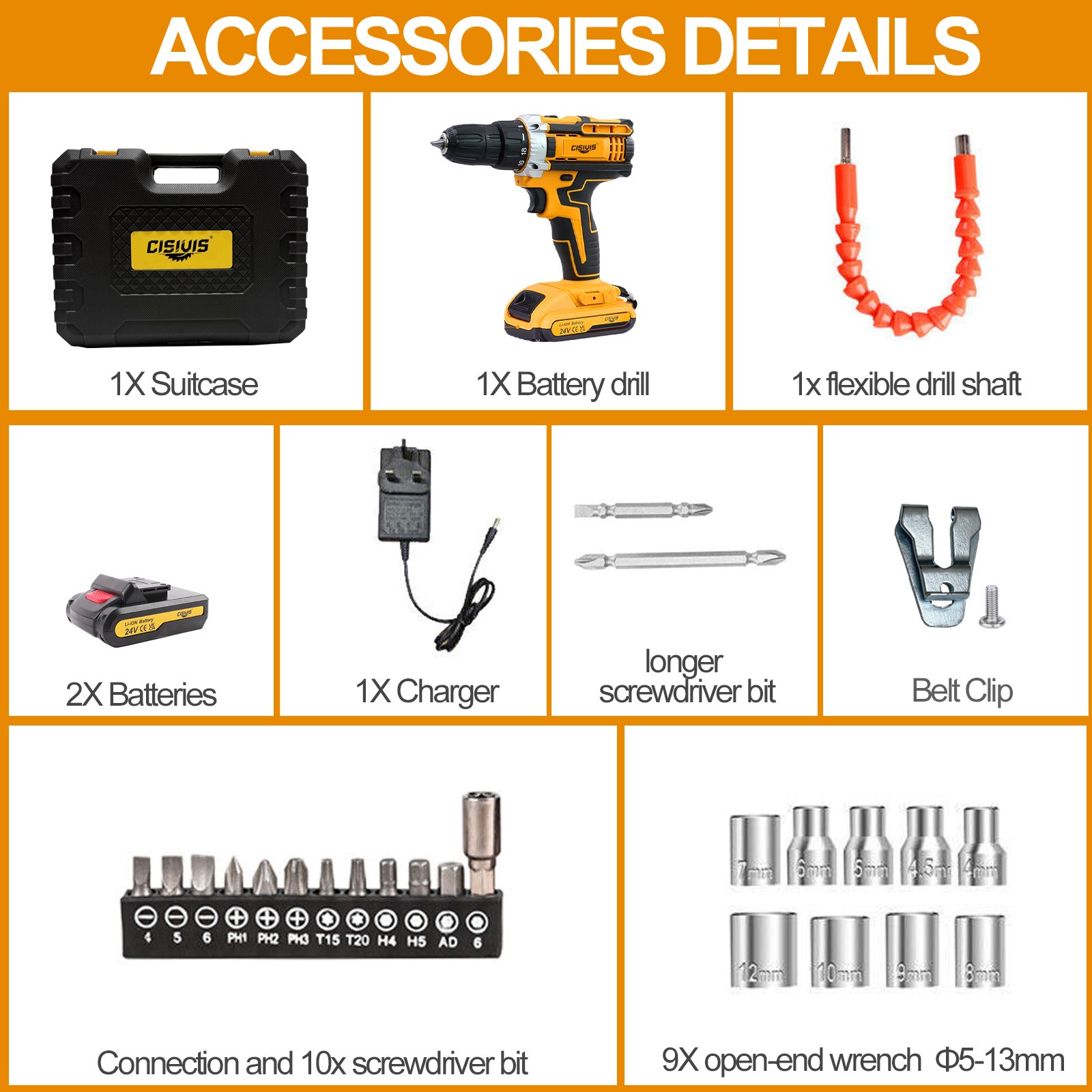 Cordless Brushless Impact Driver Hammer Drill Combo Kit with 2 Battery & Charger