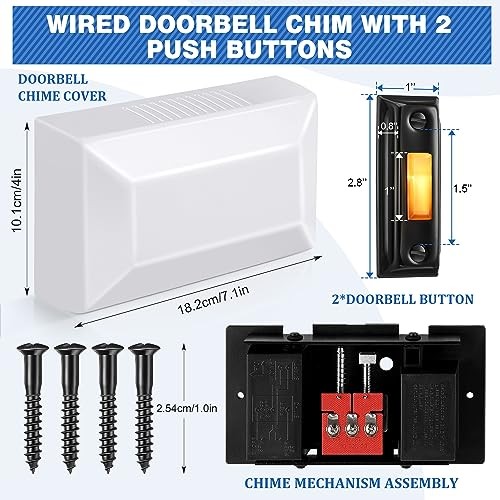 Saillong Wired Door Bell Chime Kit with 16V 10VA Two Note Lighted Metal Doorbell