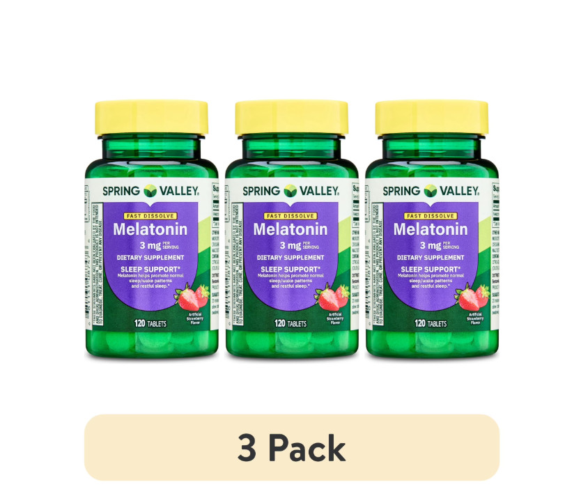 Spring Valley Fast-Dissolve Melatonin Dietary Supplement, 3 Mg, 120 Count, 3pack