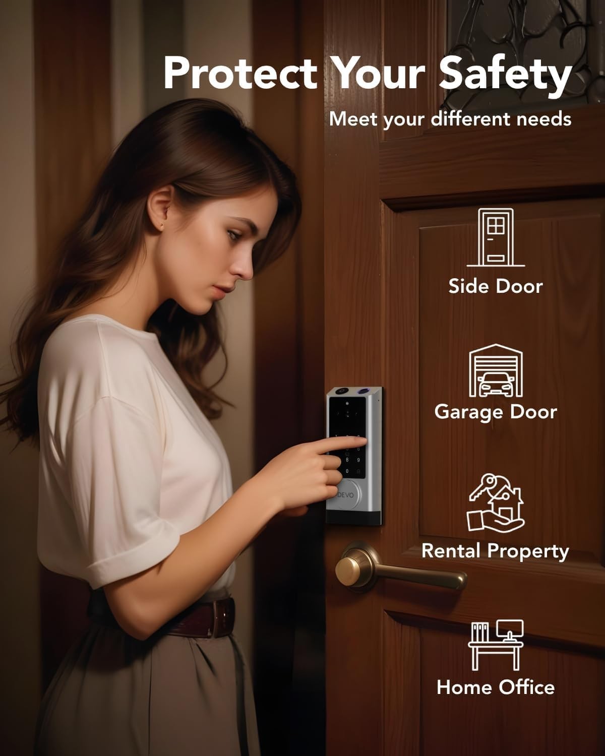 Video Smart Lock w/Camera & Doorbell 6-in-1 Keyless Entry Door Lock w/App Remote
