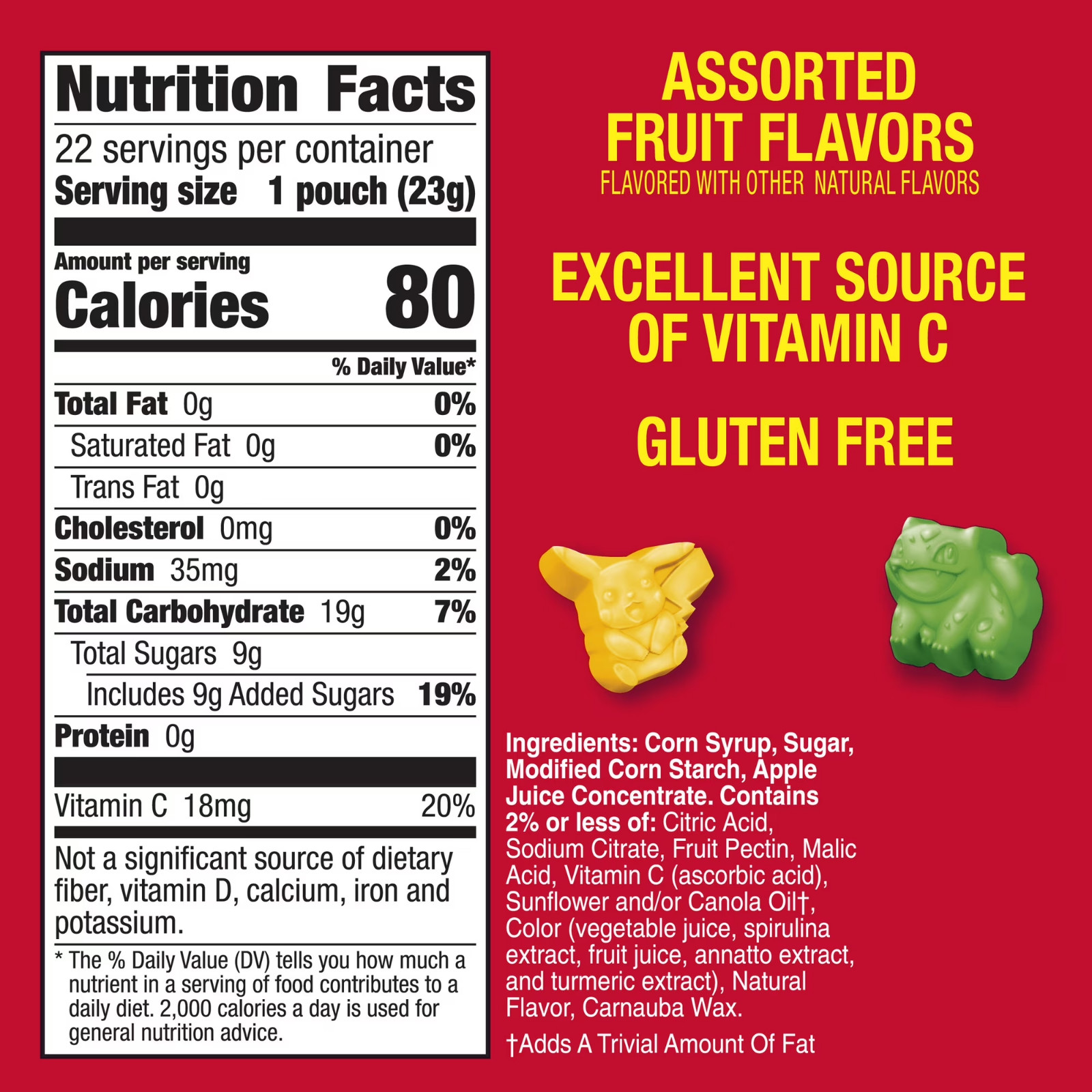 (2 pack) Pokemon Fruit Flavored Snacks, Fat Free and Gluten Free, Value Pack, 17