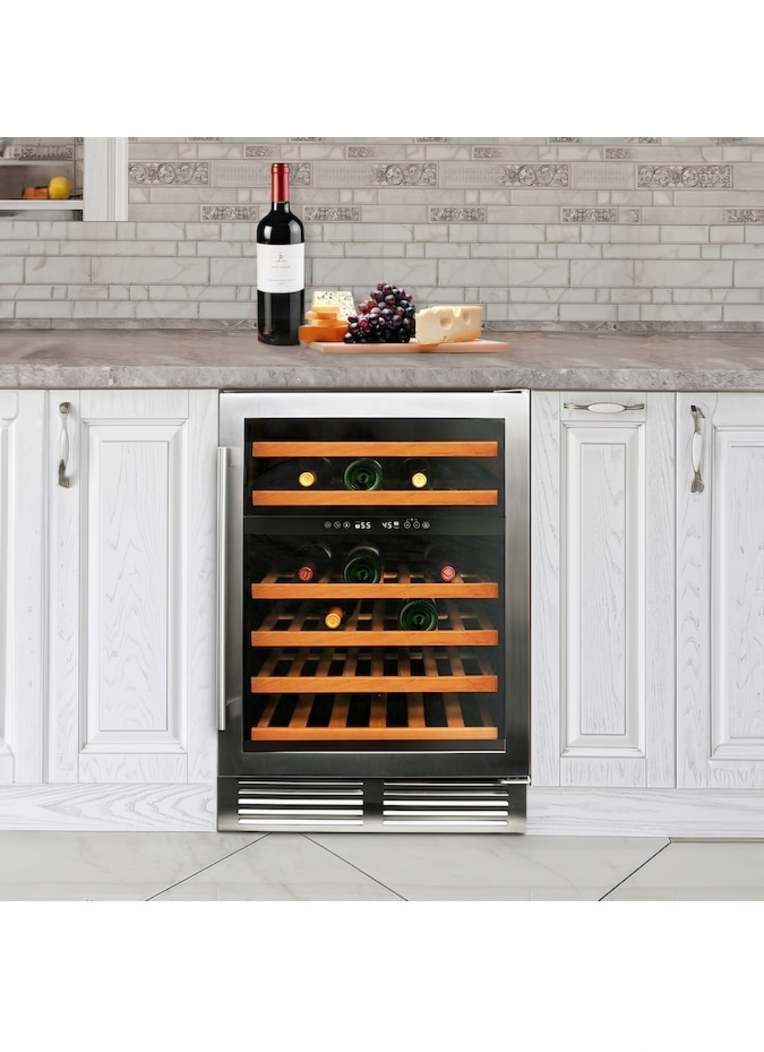 46 Bottle Wine Cooler, Dual Zone, 23.5-Inch Wide, Stainless Steel