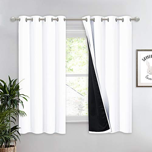 White 100% Blackout Lined Curtain, 2 Thick 52″W x 63″L (Pack of 1) Pure White