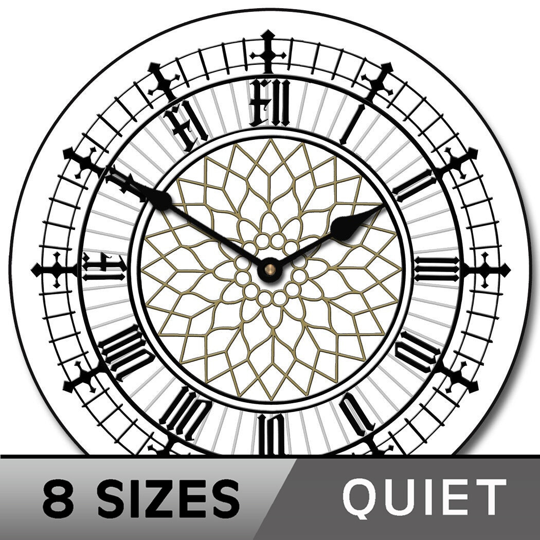 Big Ben White Clock, Whisper Quiet! LIFETIME Warranty, Comes in 9 SIZES!