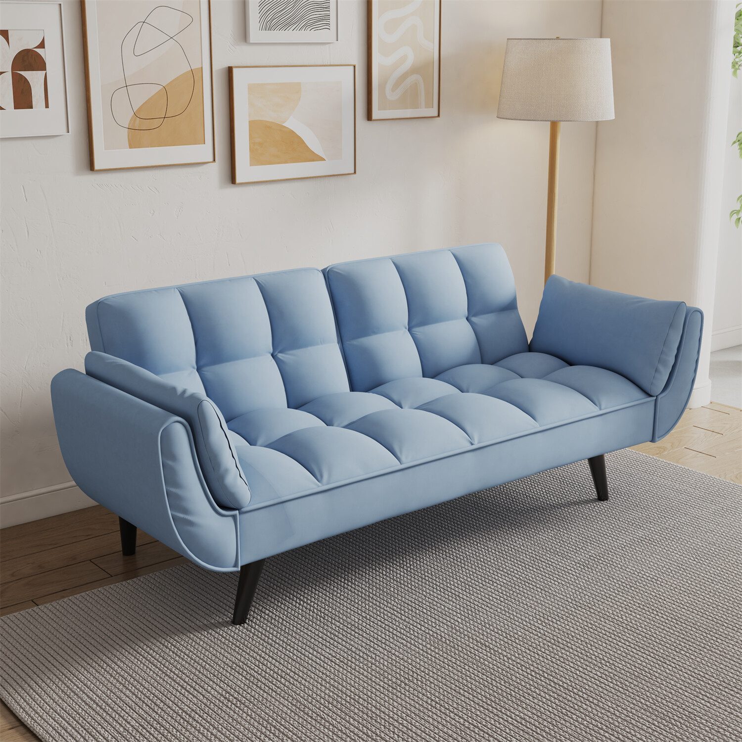 57in Convertible Sleeper Sofa Bed Velvet Loveseat Sofa 2 Seater Sofa Couch