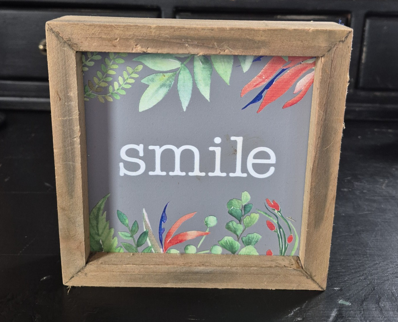 Kirkland’s Smile Box Style Wood Frame Floral Print 6 x 6 x 1.5 inches