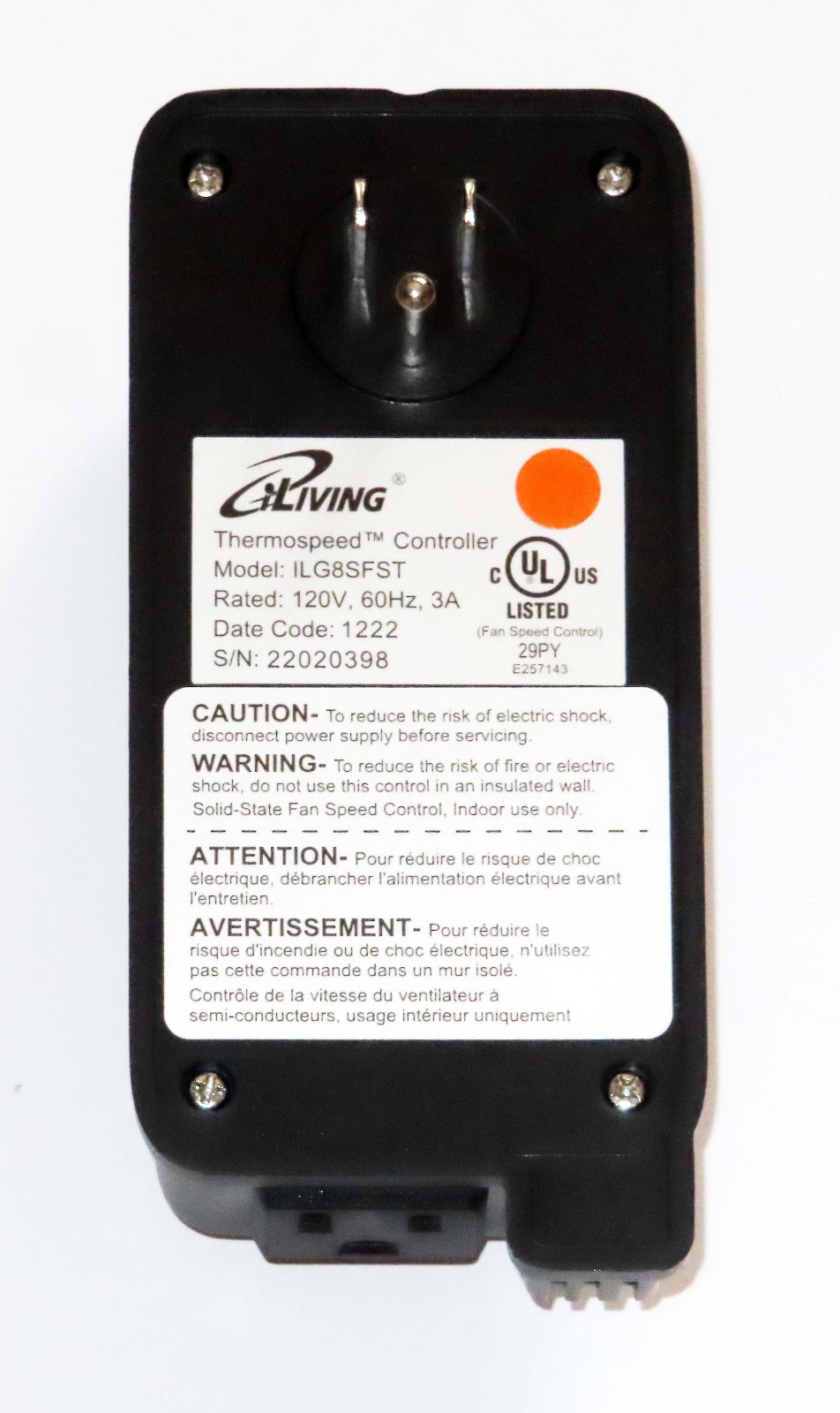 iLiving Thermospeed Fan Speed Controller ILG8SFST — Never Used — Perfect Cond.