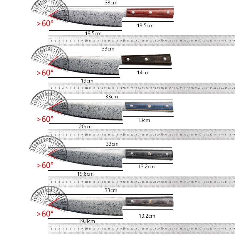 ALLWIN Damascus Pattern Santoku Knife Japanese Chef Knife Wood Handle 7.7in