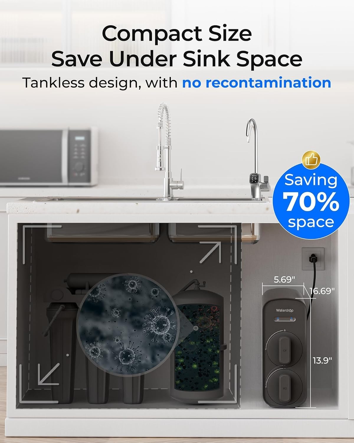 Waterdrop G2 Reverse Osmosis System, 7 Stage Tankless RO Water Filter System