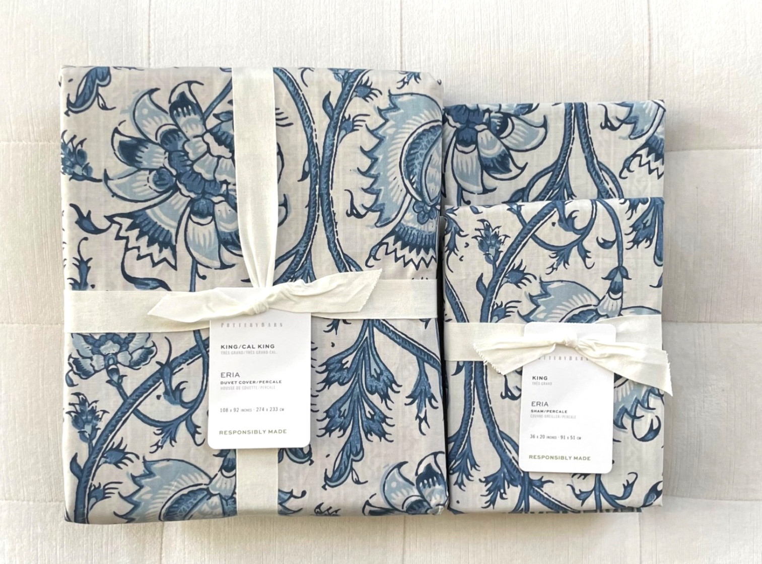 Pottery Barn ERIA REVERSIBLE Duvet Cover King & 2 King Shams NWT