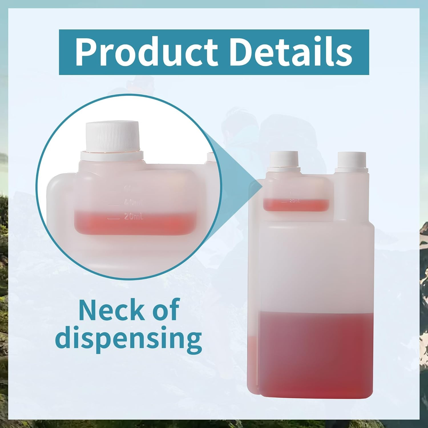 2 Pack Squeeze Shot Bottle Set, 1000Ml (34Oz) Large Measuring Flask with Built-I
