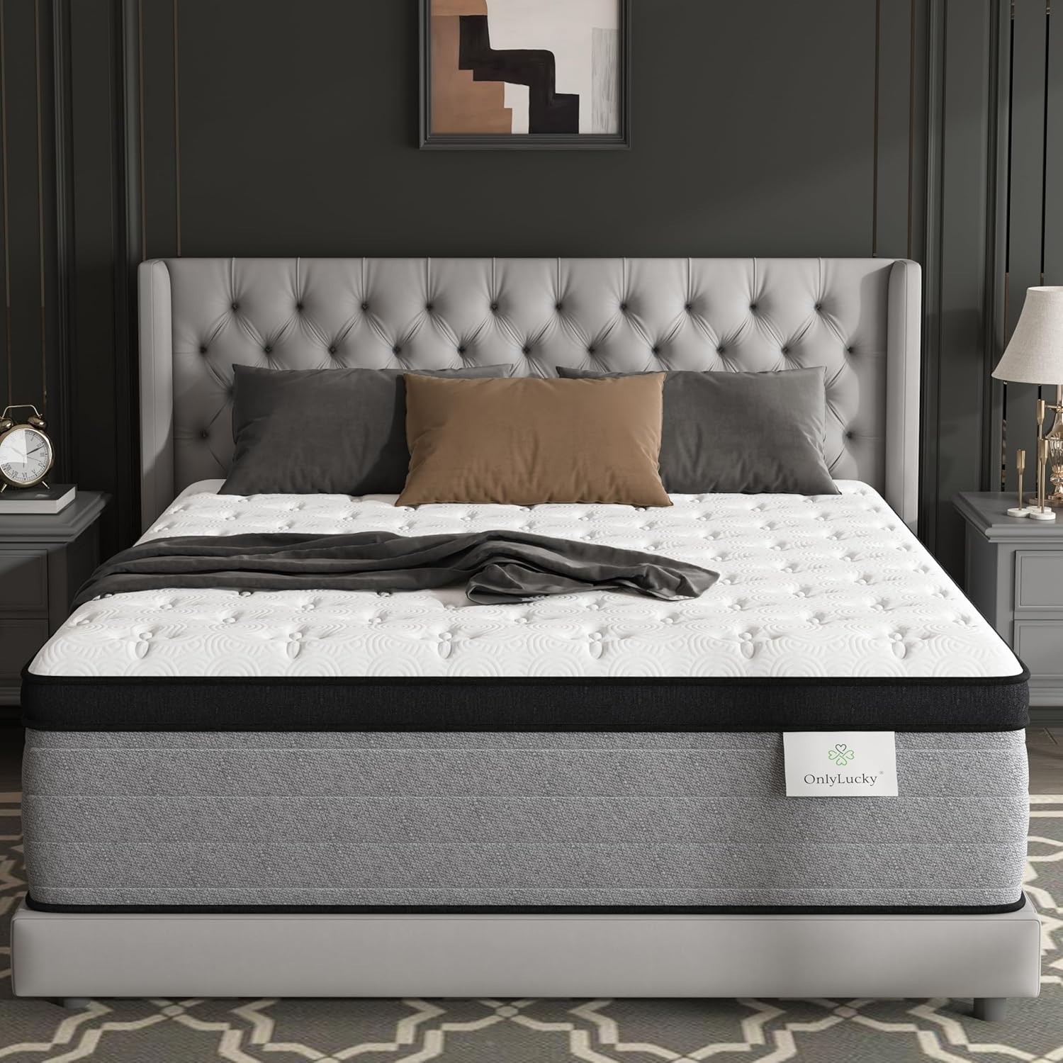 Onlylucky King Mattress 14 Inch Hybrid Firm 7 Zone Pocket Spring Only