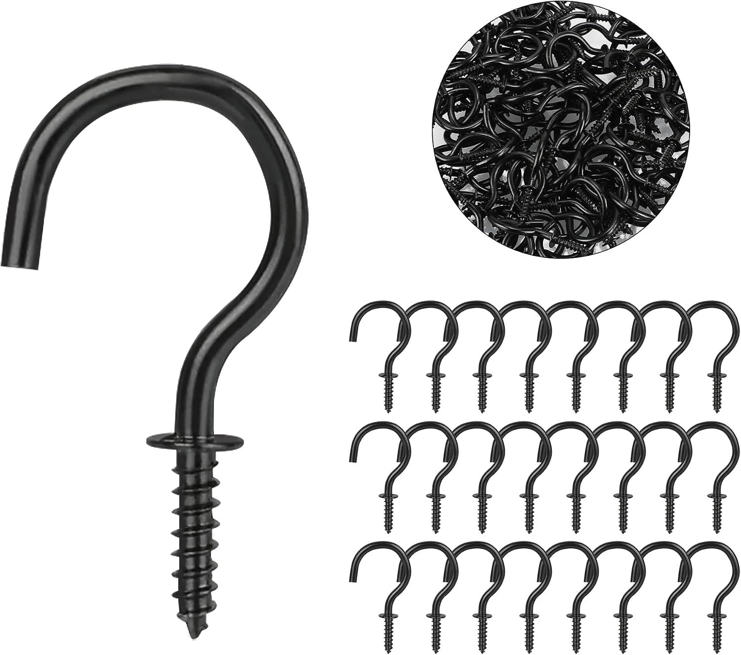 Versatile 1-Inch Carbon Steel Screw Hooks – 120 Pack for All Your Hanging Needs