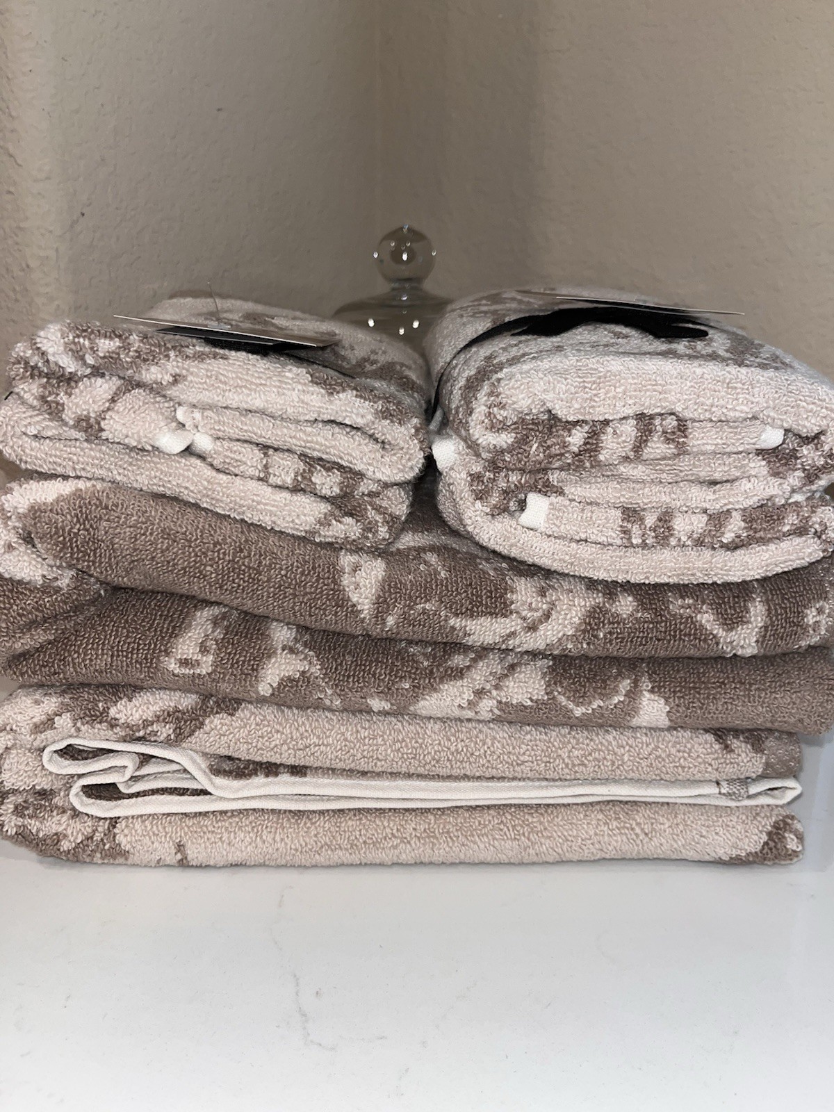 Wrangler Horse Reversible Design Bath Brown/Beige NWT 6 Piece Towels Set
