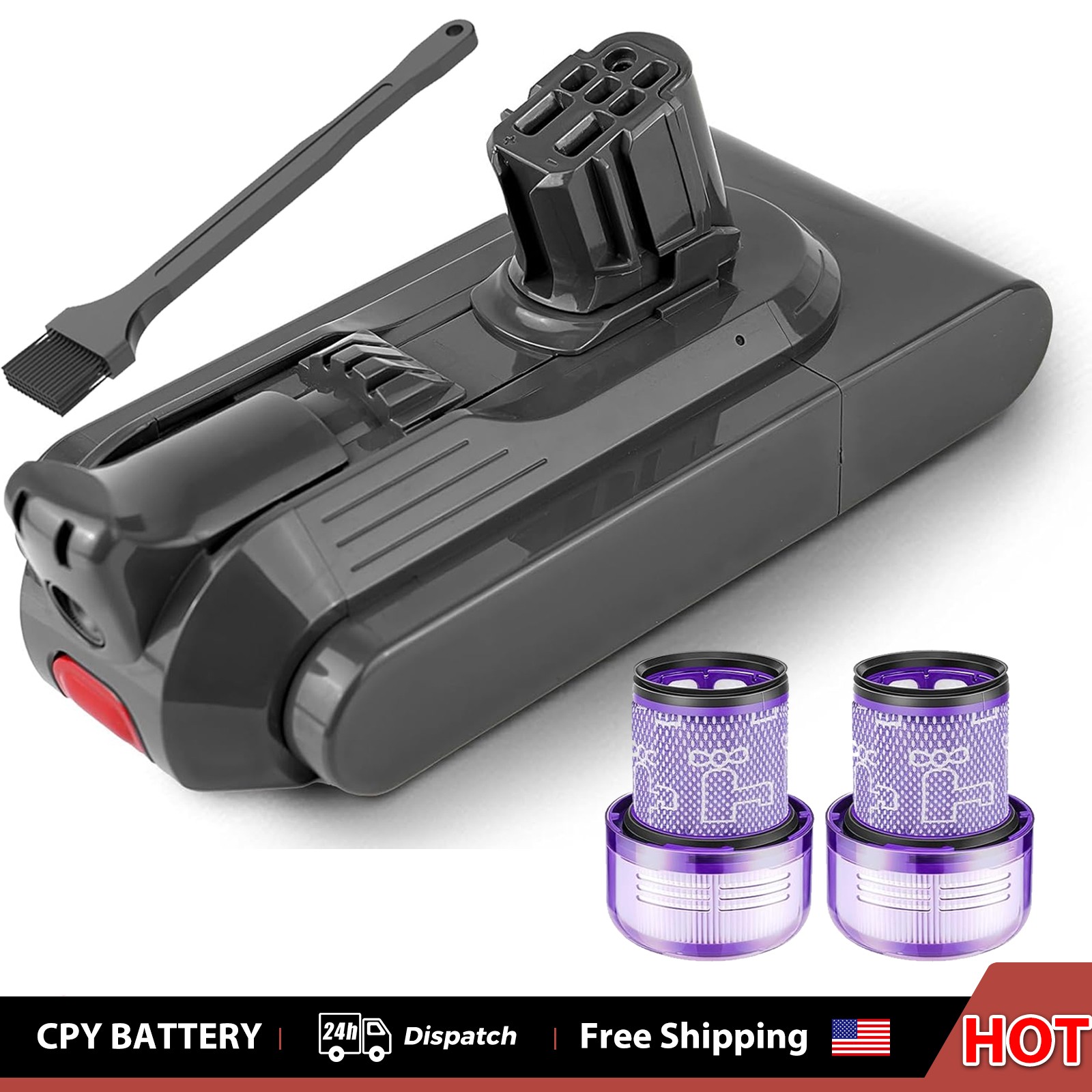 4.0Ah 25.2V for Dyson V12 Detect Slim Vacuum Battery Replacement 965470-01 SV46