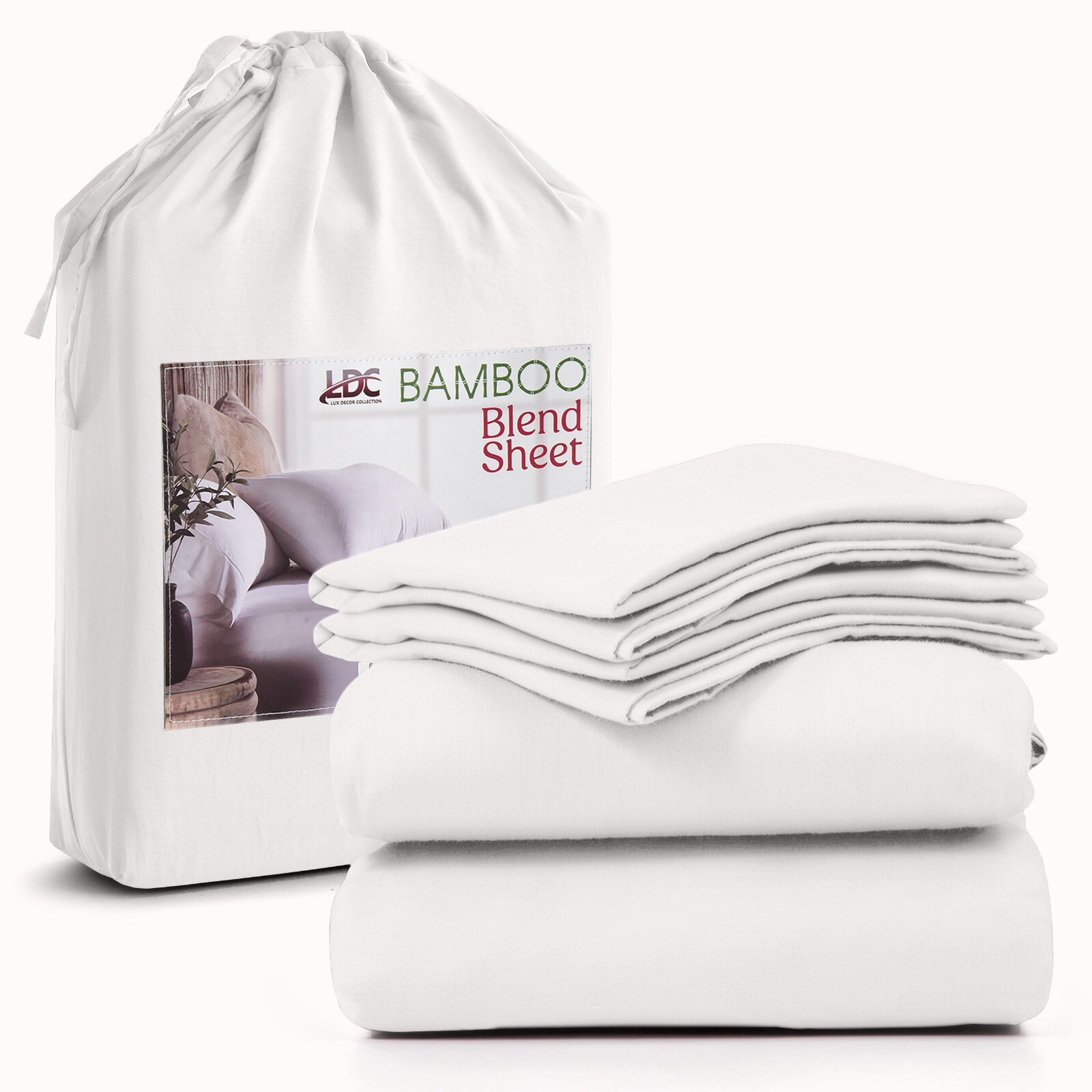4-Piece Premium Bamboo Bed Sheet Set Deep Pocket Breathable Soft Bamboo Sheets