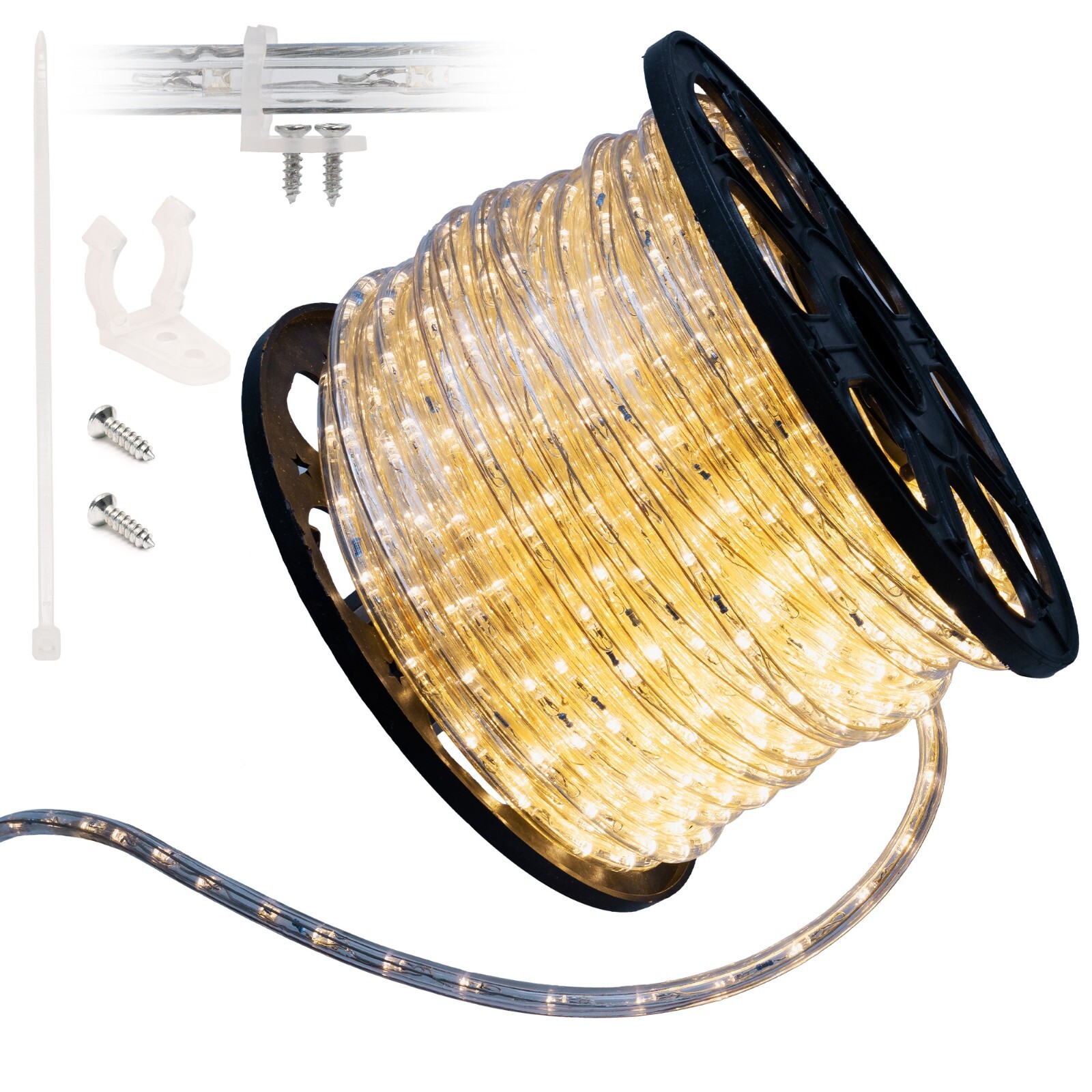Warm White LED Rope Lighting Flexible Indoor Outdoor Christmas Extend to 300ft