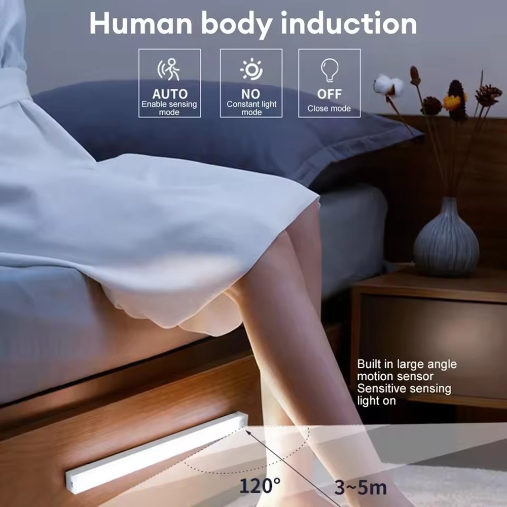 4-Pack LED Under Cabinet Lights, Rechargeable Motion Sensor, 3 Color Dimmable