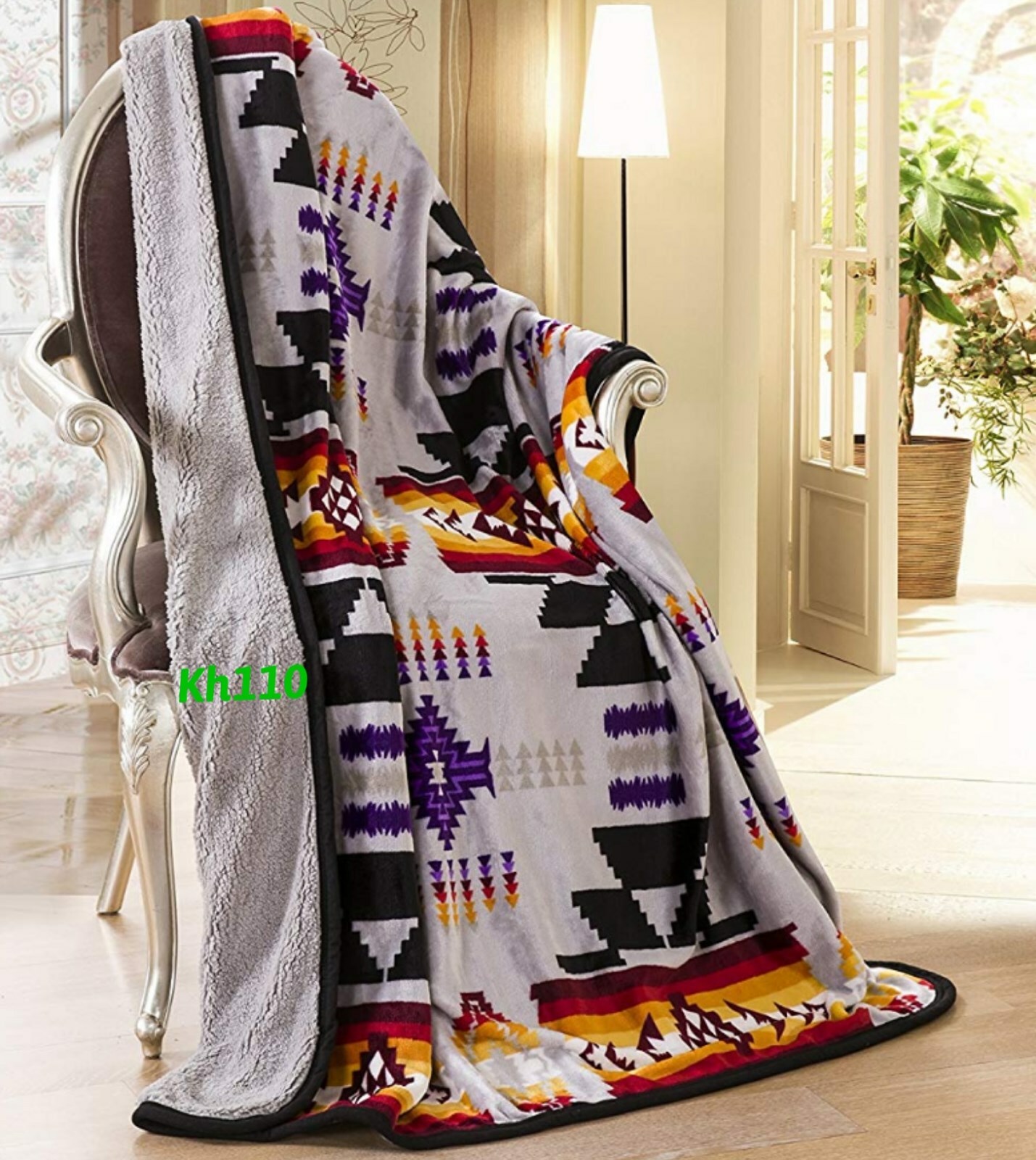 Southwest Native American Indian Navajo Print Throw Blanket Sherpa