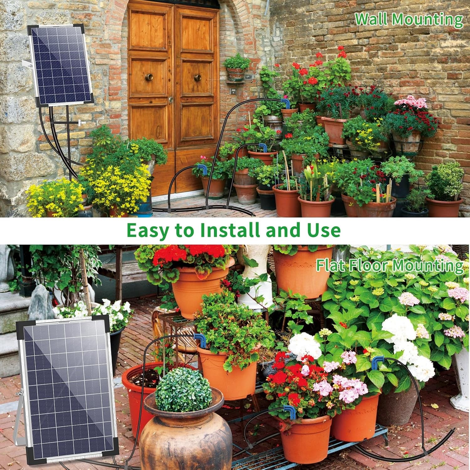 100/50ft Solar Irrigation System for Automatic Plants Watering, Drip Irrigation