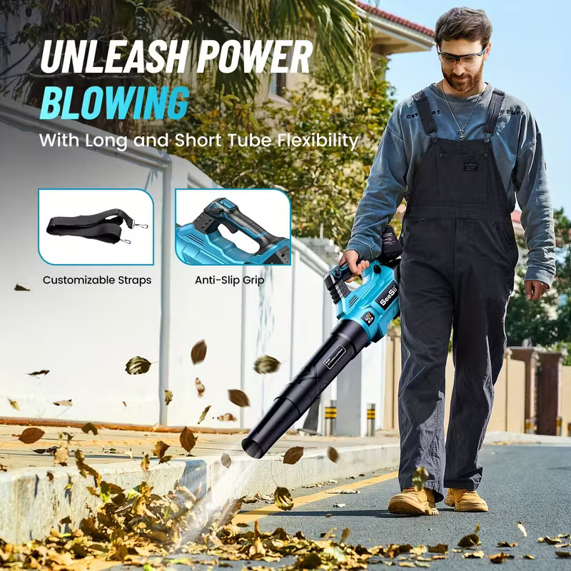 Seesii 40V Brushless Cordless 680 CFM 210 MPH Compact Blower 2 * 5200mah Battery