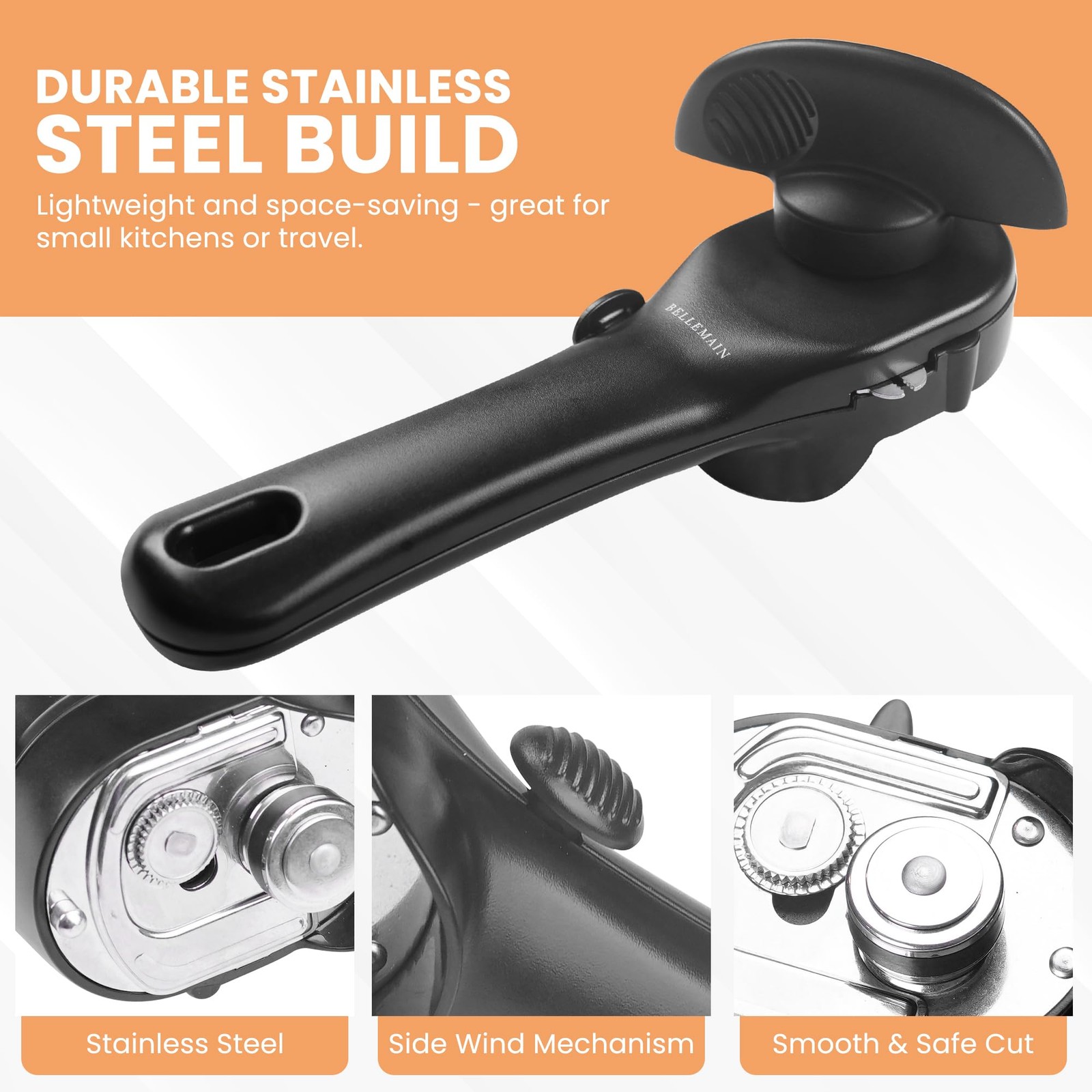 Bellemain Ergonomic Can Opener, Width: 1.9 inches, Height: 3 Black