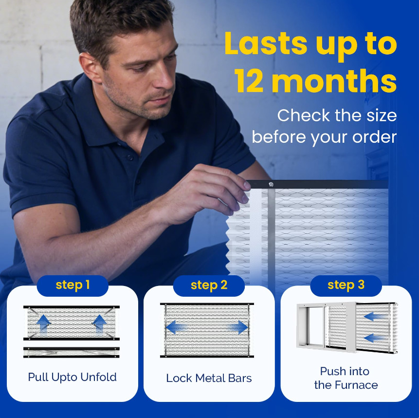 1-4 Pack 410 Replacement Air Filter MERV 11 16x25x4 Whole House HVAC AirPurifier