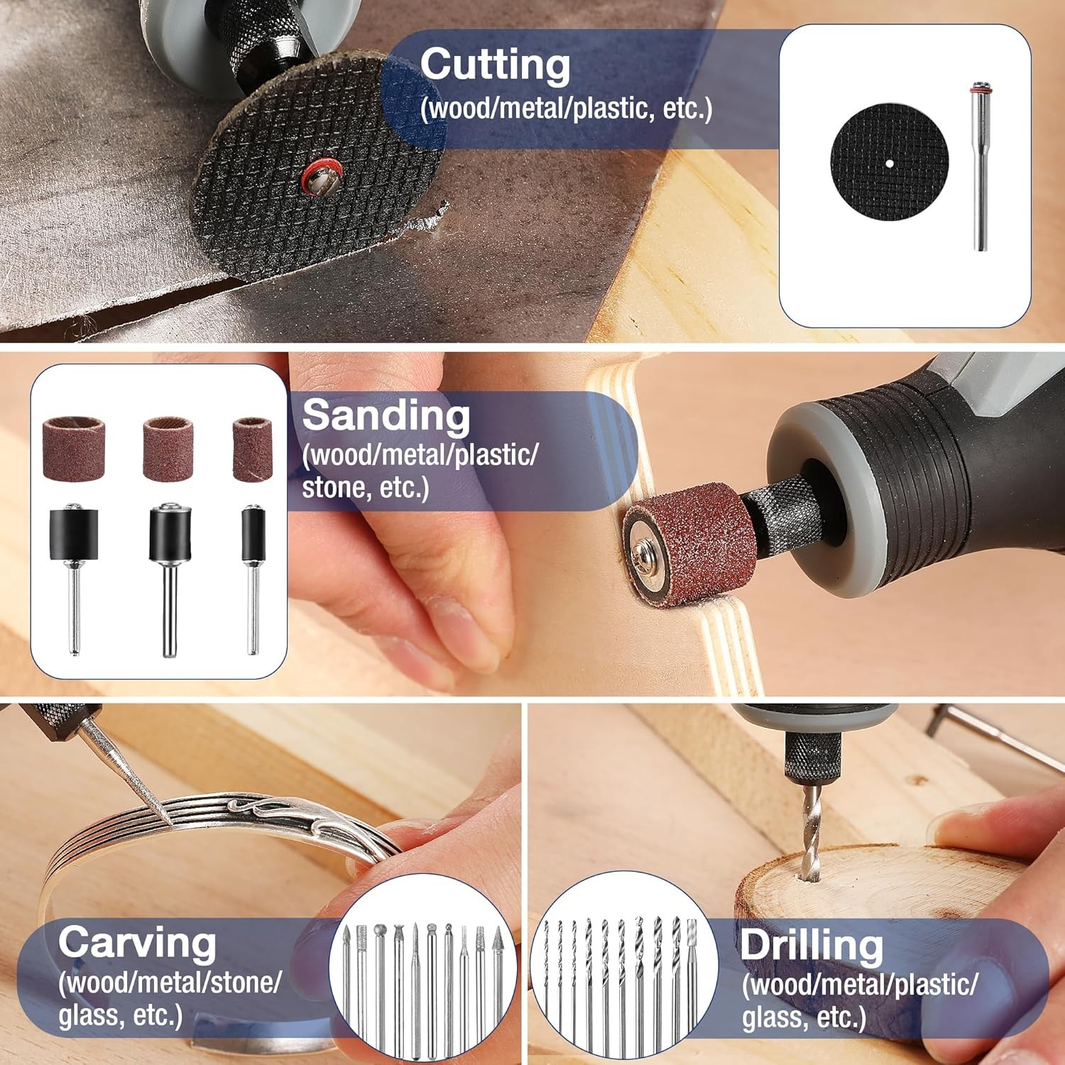 WORKPRO 530PCS Dremel Rotary Tool Accessories Kit Grinding Sanding Polishing Set
