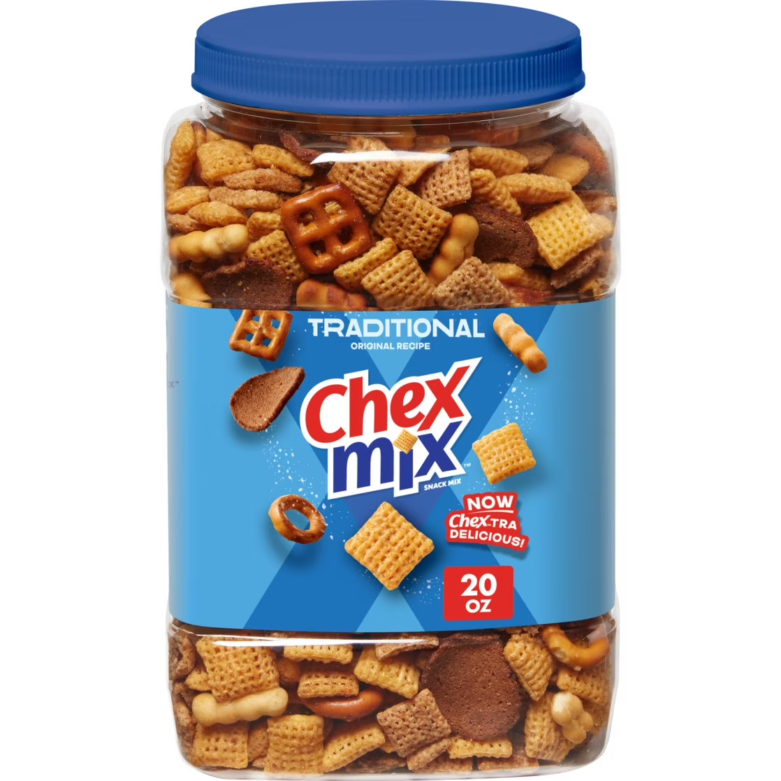 Chex Mix Traditional Original Recipe Snack Mix, Snacks, Tub, 20 oz