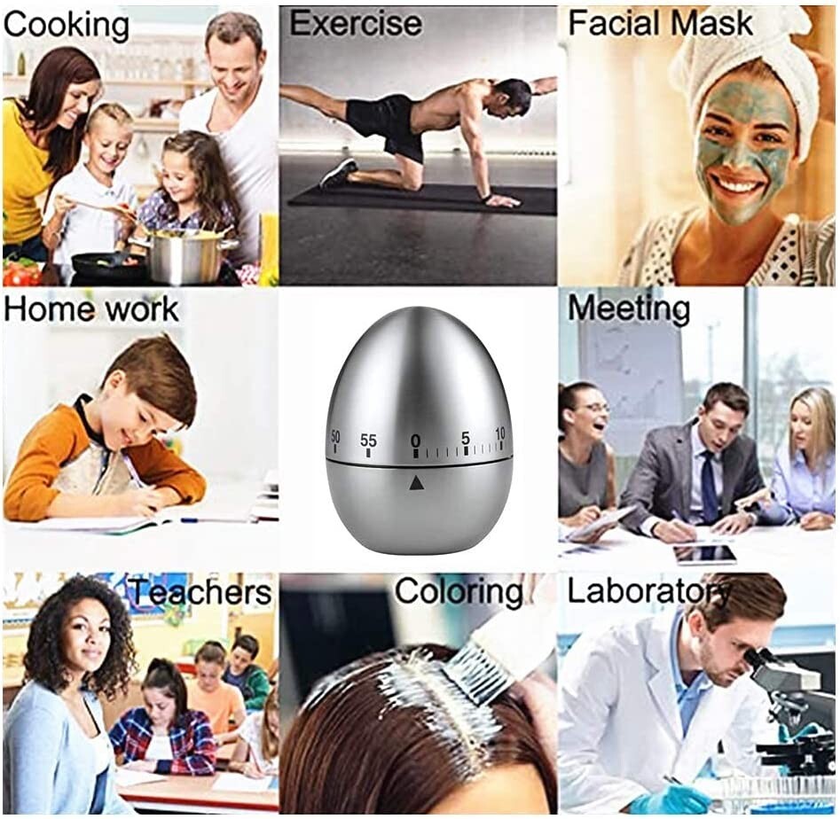 Egg Shape Timer 60 Minute Cute Timer for Kitchen Exercise Learn Cooking