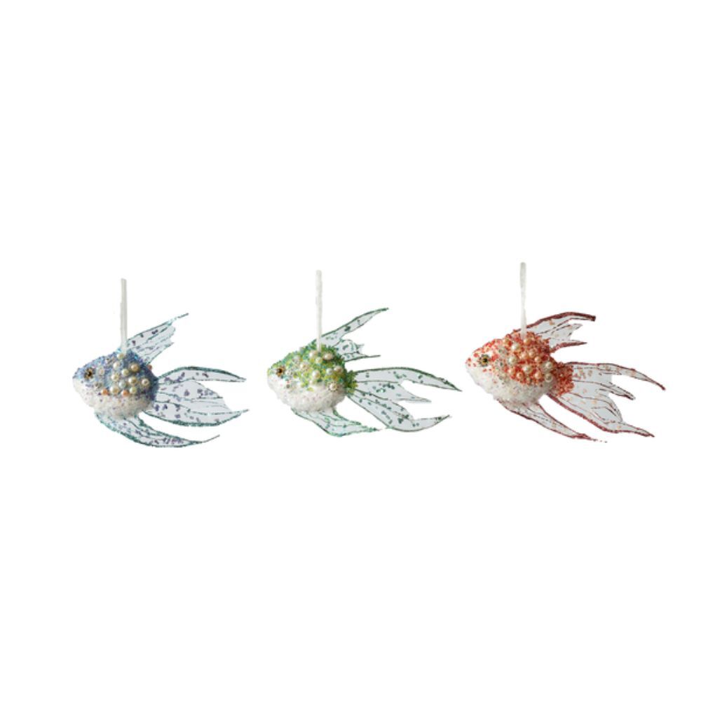 Ganz Midwest CBK H2 Christmas Beaded Fish Ornaments 3-Pc Set 4.5″ H MX178785