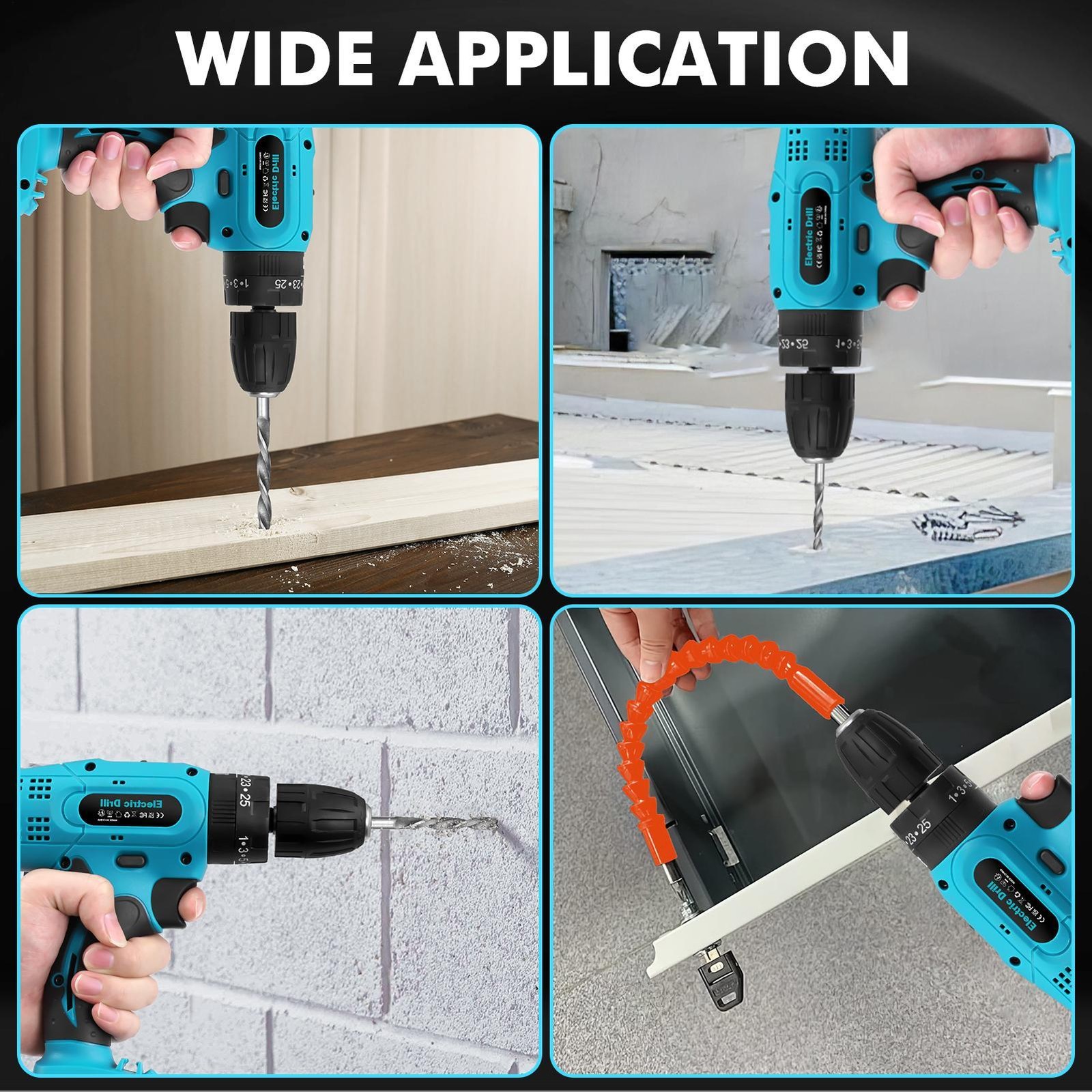 Hammer Drill Cordless Brushless Impact Driver Combo Kit With 2 Battery & Charger