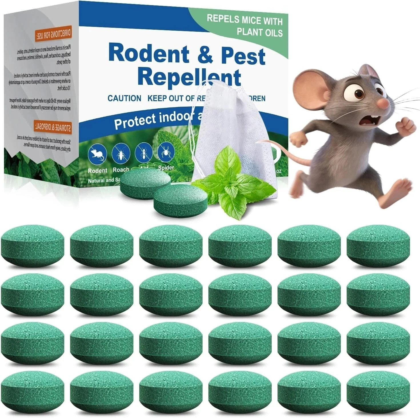 Natural Rodent Repellent Peppermint Sachets 24 Pack Mouse Mice Pest – US
