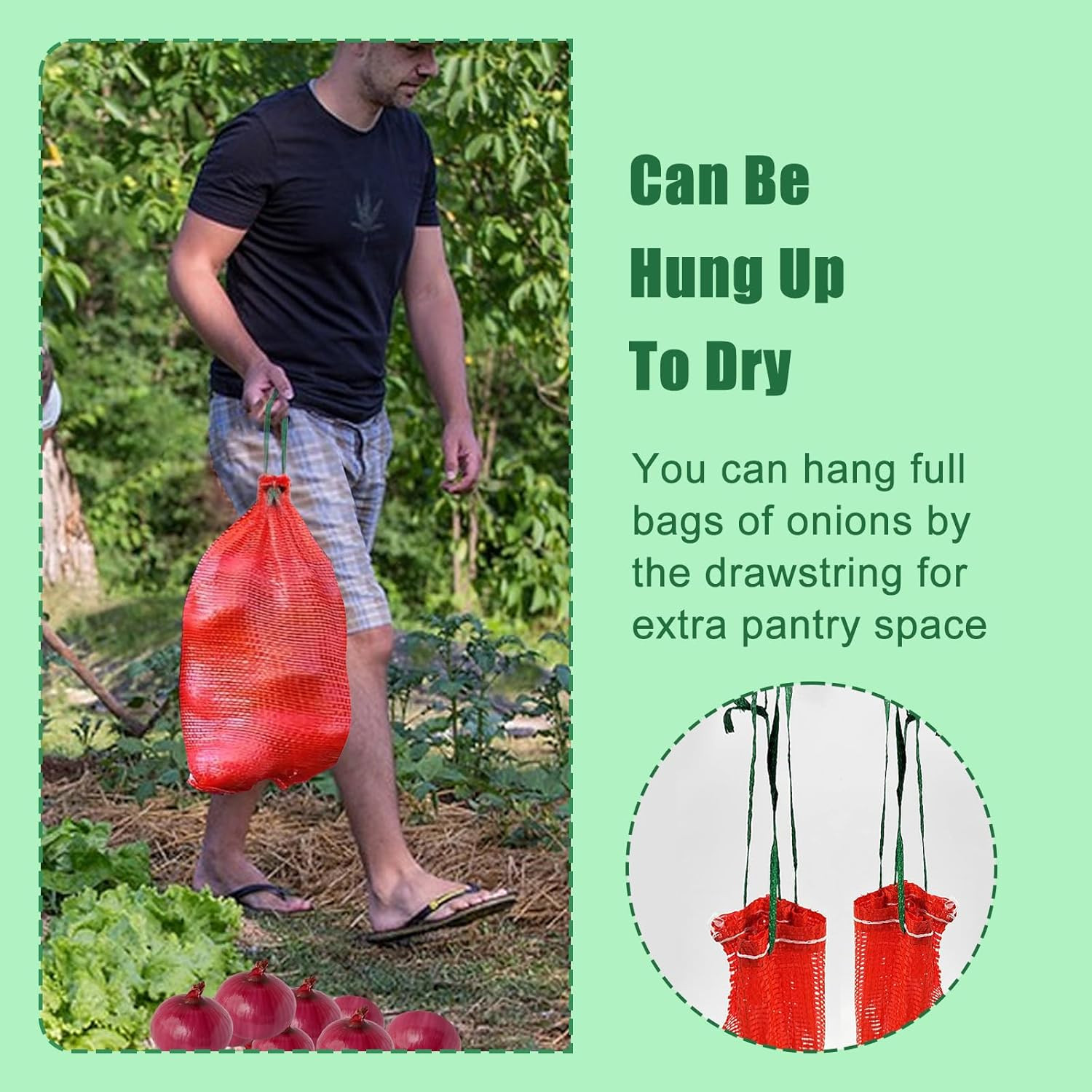 20 Pack Extra Large Mesh Storage Produce Bags – Reusable, 20 lbs Capacity, Wa…