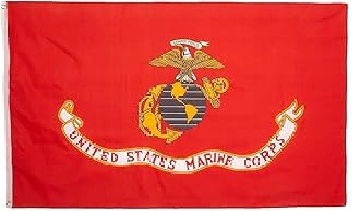 US Marine Corps Flag 3’x5′ 100% Polyester, Licensed, Canvas Header, Heavy-Duty