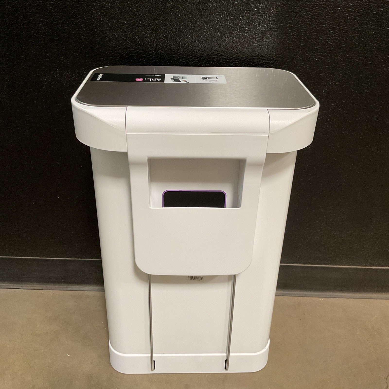 simplehuman Kitchen Trash Can with Lid, Large 45 Liter, White CW2027