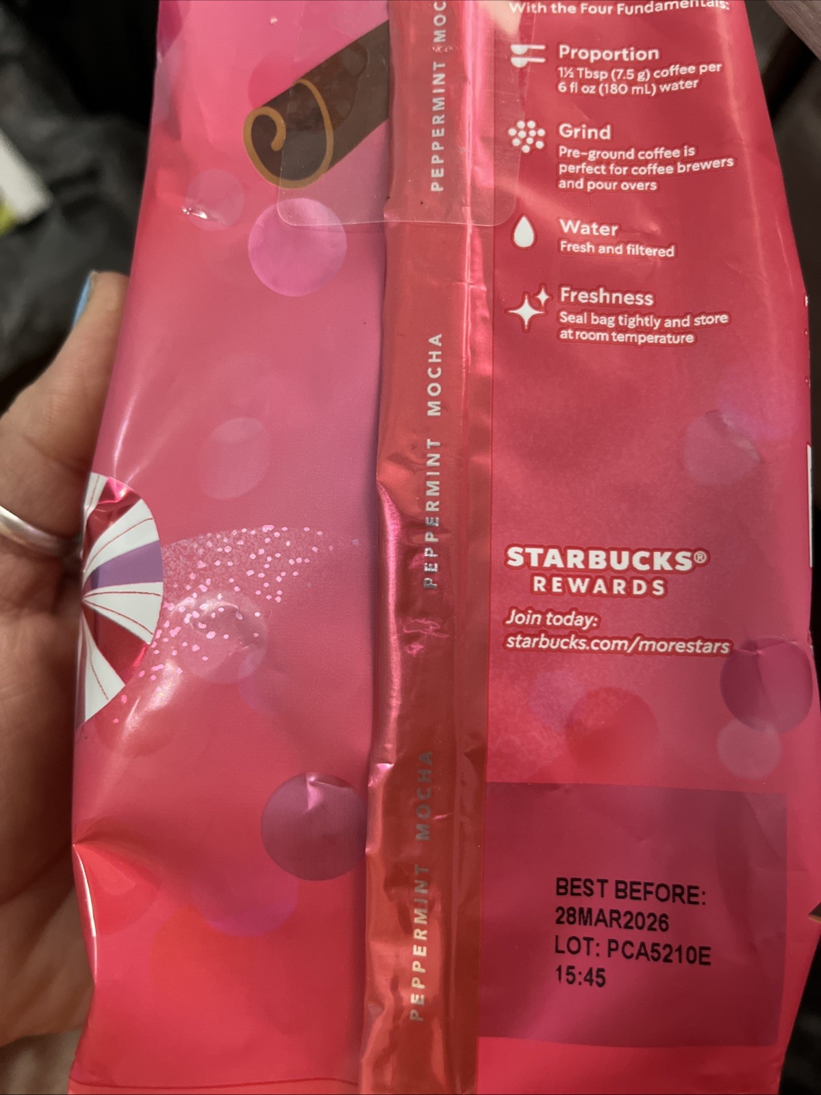 Starbucks Coffee Peppermint Mocha Ground Roast 11 oz 6 Bag LOT Holiday medium li