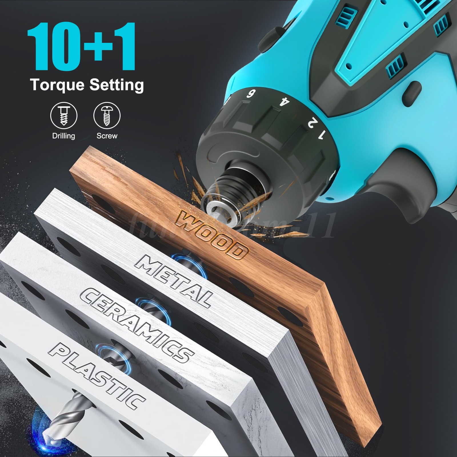 Cordless Brushless Impact Driver Hammer Drill Combo Kit with 2 Battery&Charger