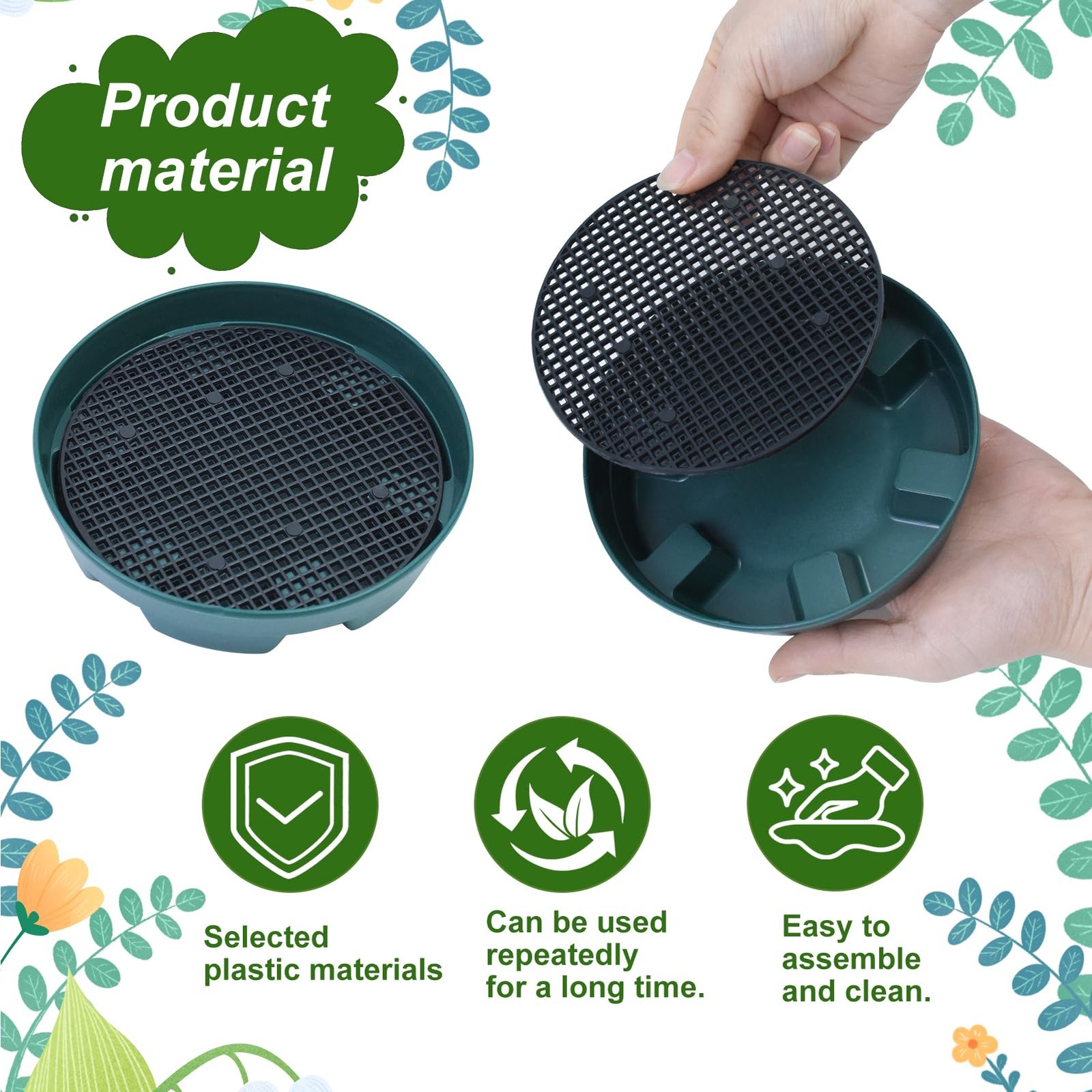 8 Set 8.26 Inch Hanging Basket Insert 3 in 1 Plant Saucer Drip Pan Tray