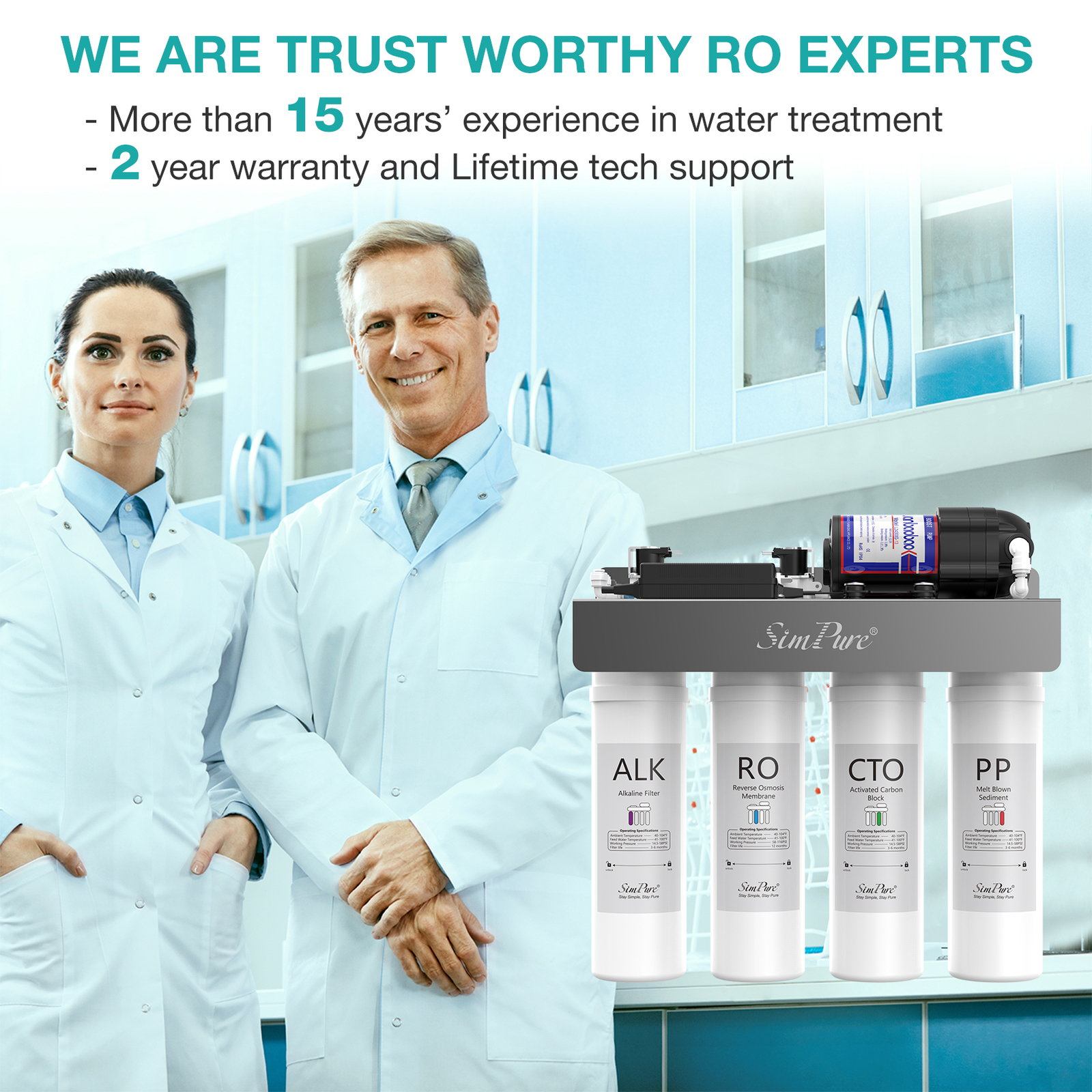 WP2-400GPD UV Alkaline pH+ Tankless Water Filter RO Reverse Osmosis System 400G