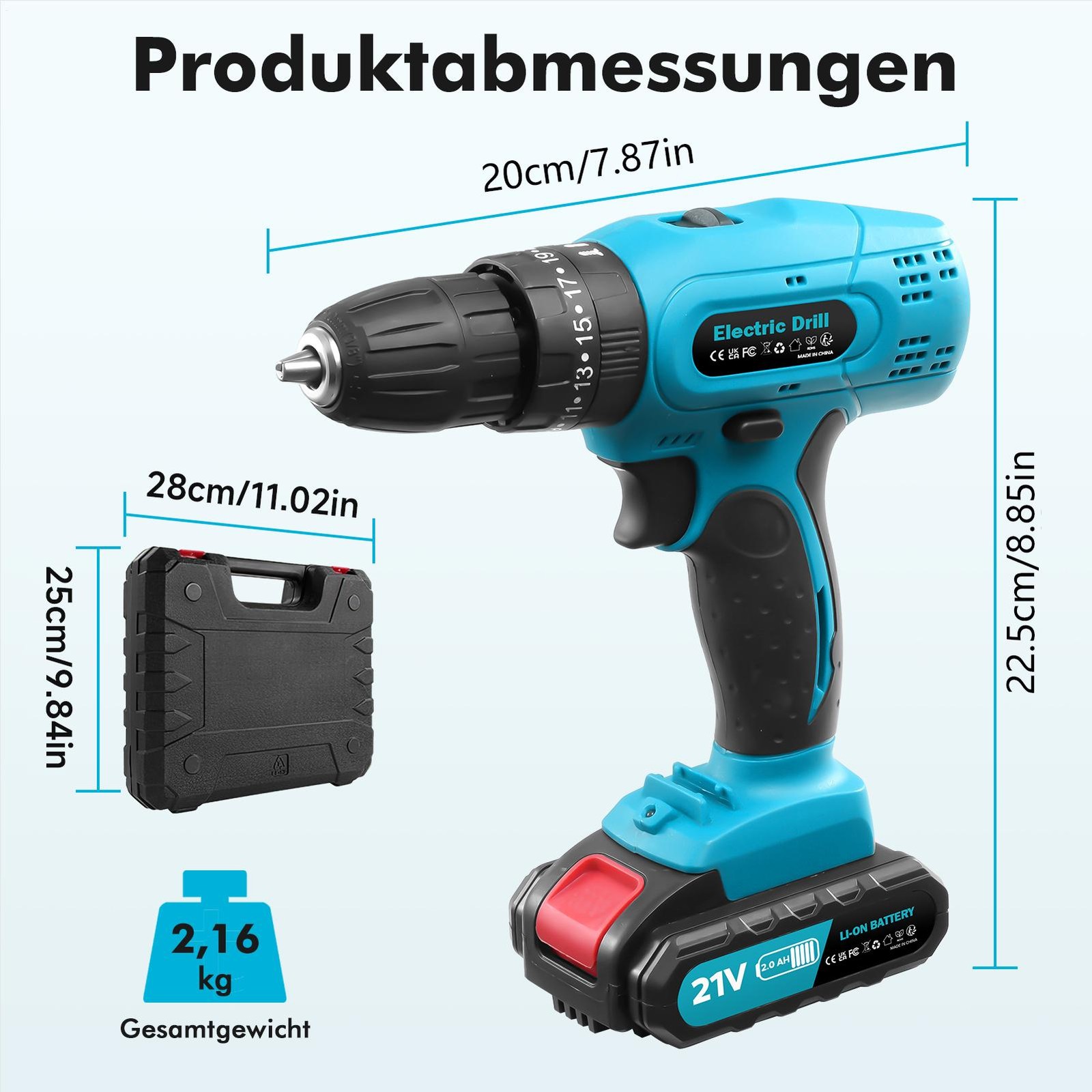 Hammer Drill Cordless Brushless Impact Driver Combo Kit With 2 Battery & Charger