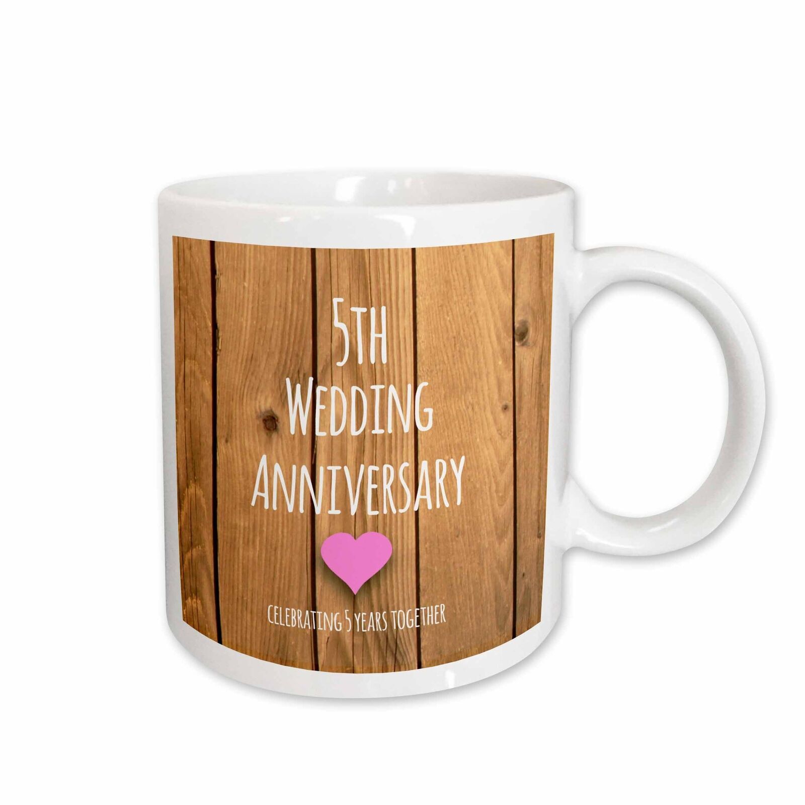 3dRose 5th Wedding Anniversary gift – Wood celebrating 5 years together – fifth