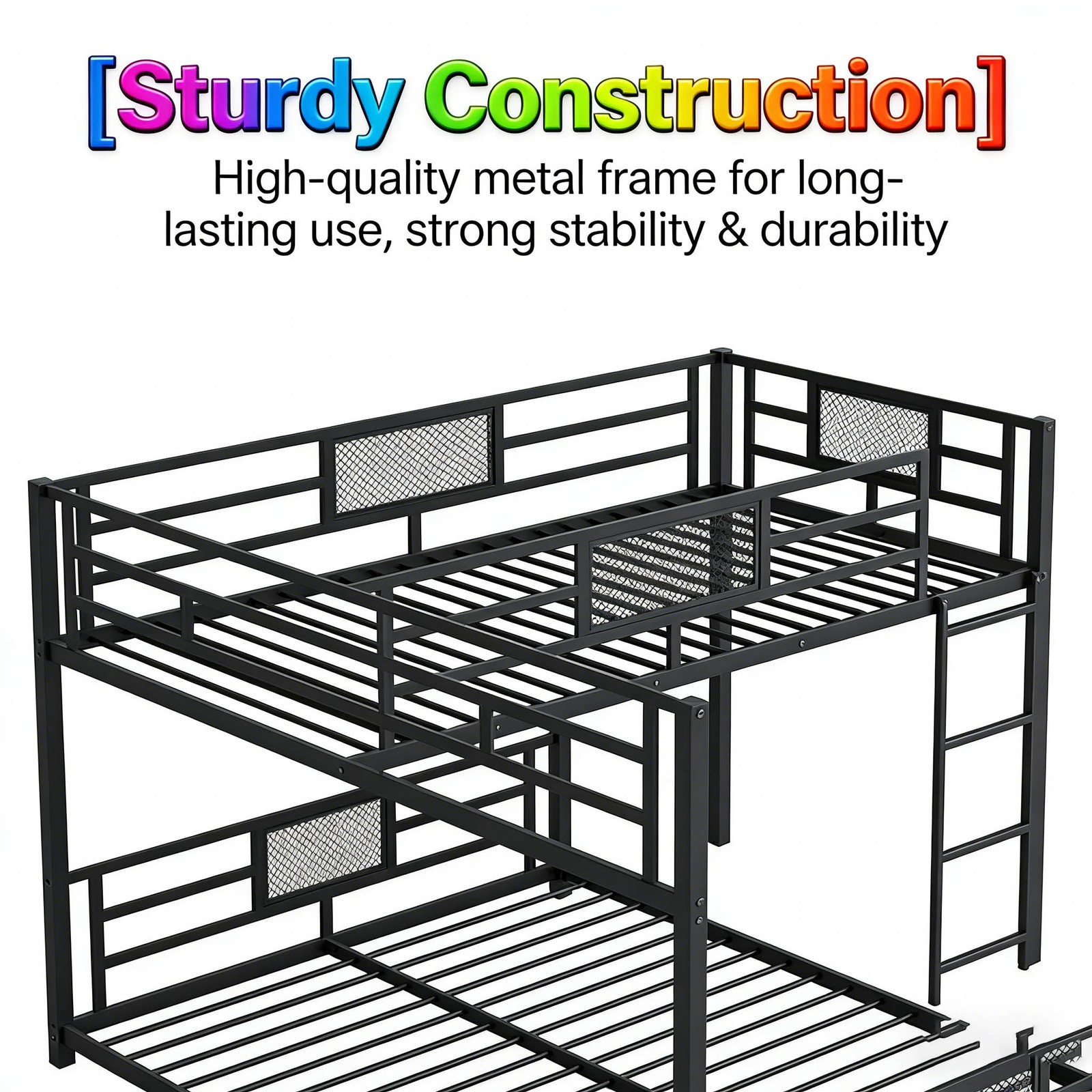L Shaped Metal Twin over Full Size Bunk Bed