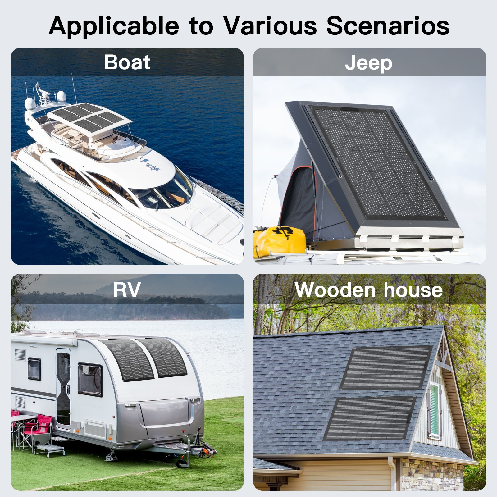100W Flexible Solar Panel Dual Fiberglass Lightweight for Camper Van Off Grid