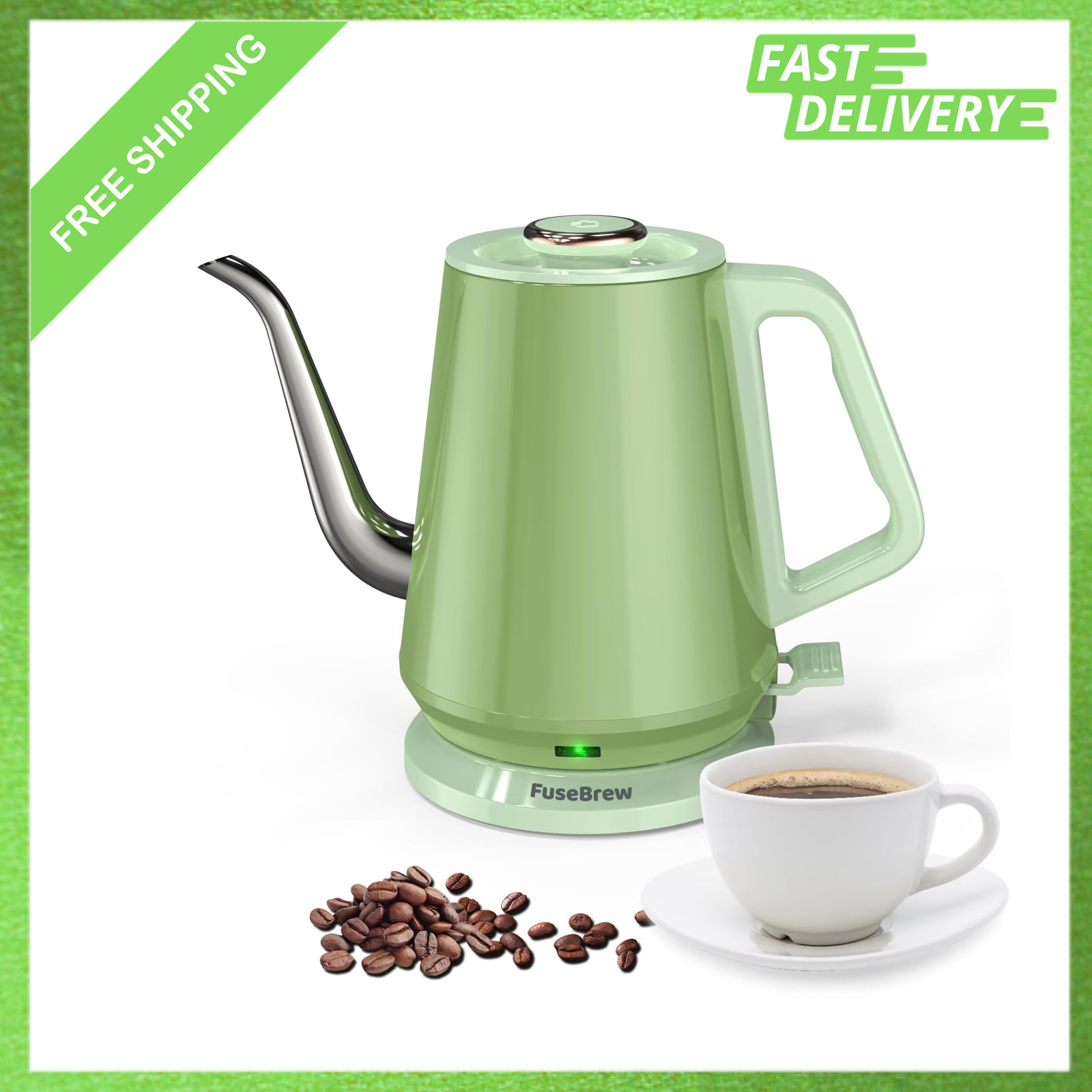 Electric Gooseneck Kettle 0.8L Stainless Steel 1200W Rapid Boil Pour Over Coffee