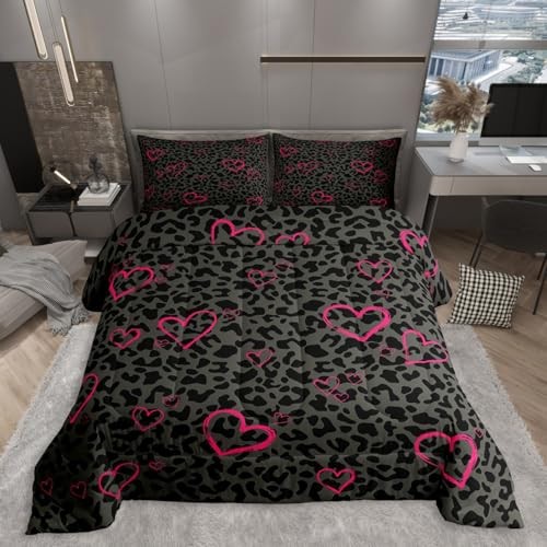 Grey Black Leopard Comforter Size for Kids Teens King Black Grey Pink