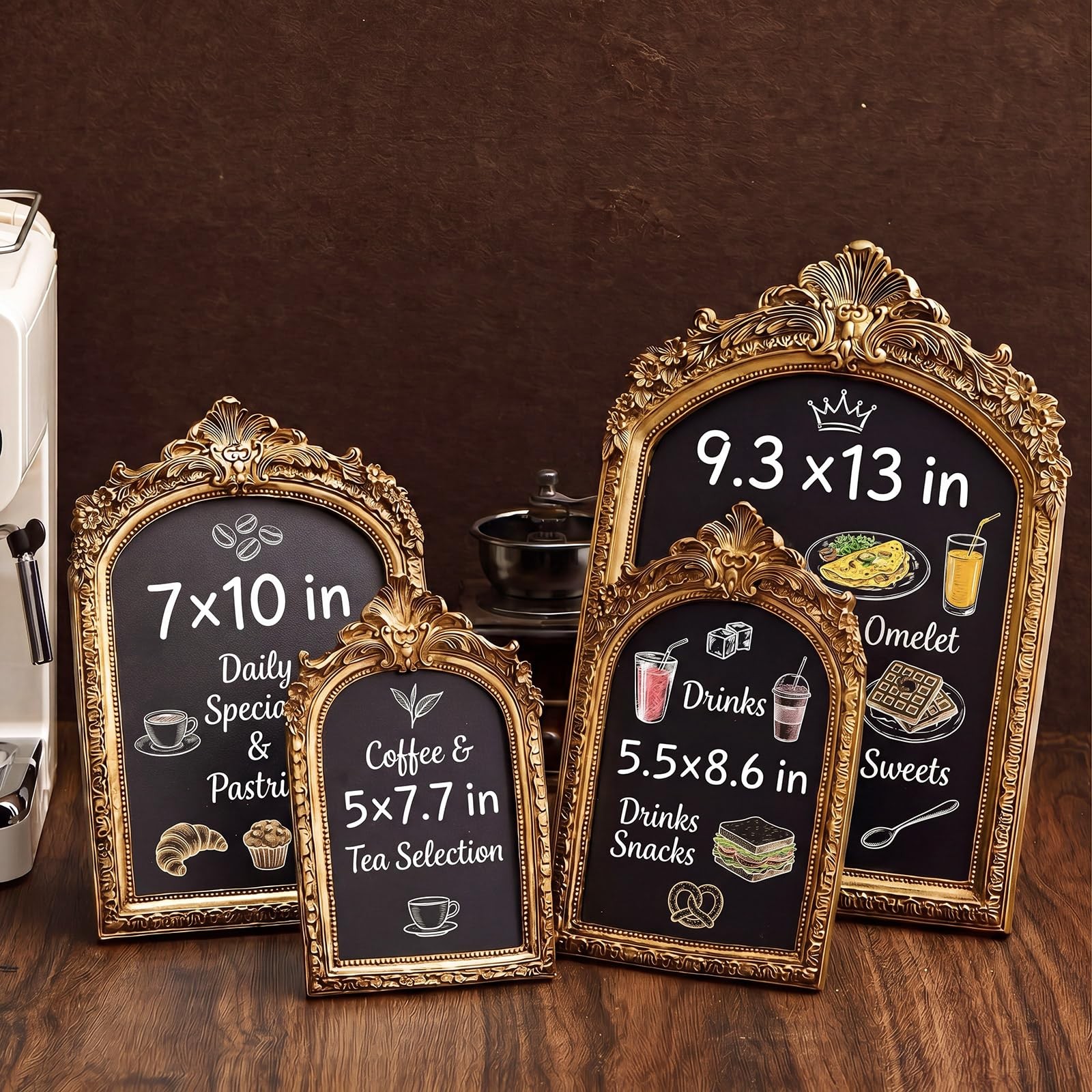 1 Pack Framed Tabletop Chalkboard Sign 5 x 7.7 in, Rustic Frame, Arch