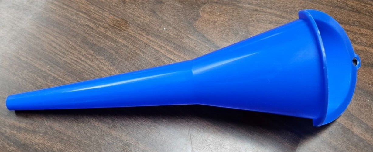 USED Blitz Large Blue Plastic Funnel Oval Oil for Automotive Use Spill Saver