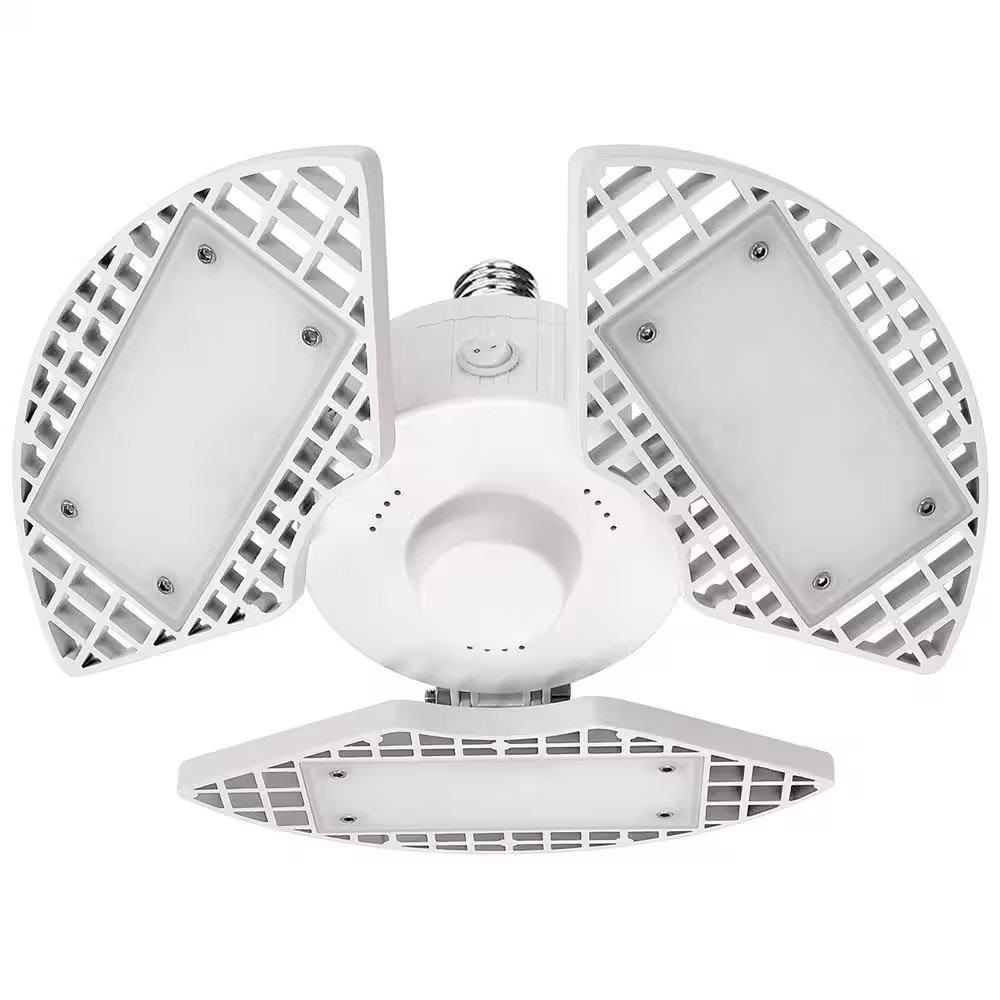 9.9 In. Garage Light 80-Watt 8000 Lumens Deformable LED 5000K Bright White E26 S
